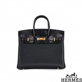 Herms Birkin Touch 25cm Noir Alligator Mississippiensis/Noir Togo GHW